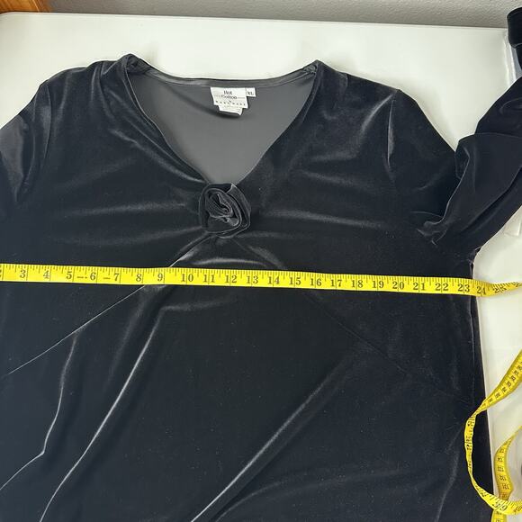 Hot Cotton Marc Ware Top Womens XL Black Velvet Boho Granny Goth Floral Applique - Picture 8 of 10